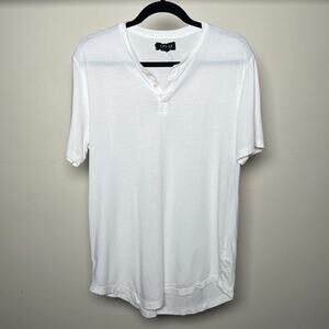 Velvet by Graham & Spencer Fulton Henley White 3-Button Tee Mens Medium